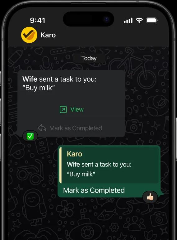 karo app to whatsapp